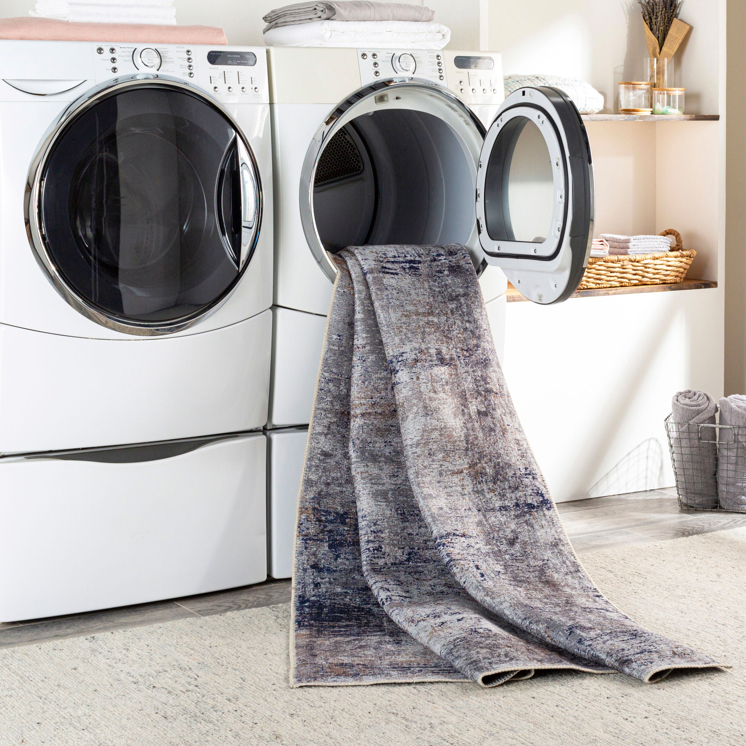 Surya Tahmis THI-2708 Dark Blue Machine Washable Area Rug by LIVABLISS