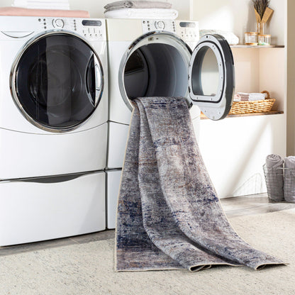 Surya Tahmis THI-2708 Dark Blue Machine Washable Area Rug by LIVABLISS